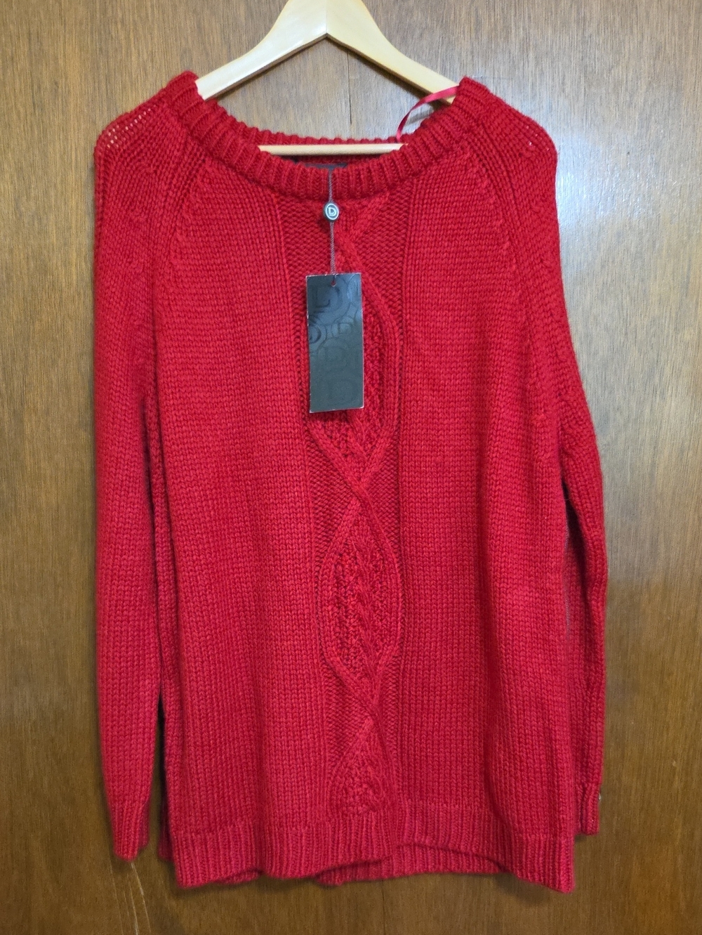 Danier Red Cable Knit Crewneck Sweater